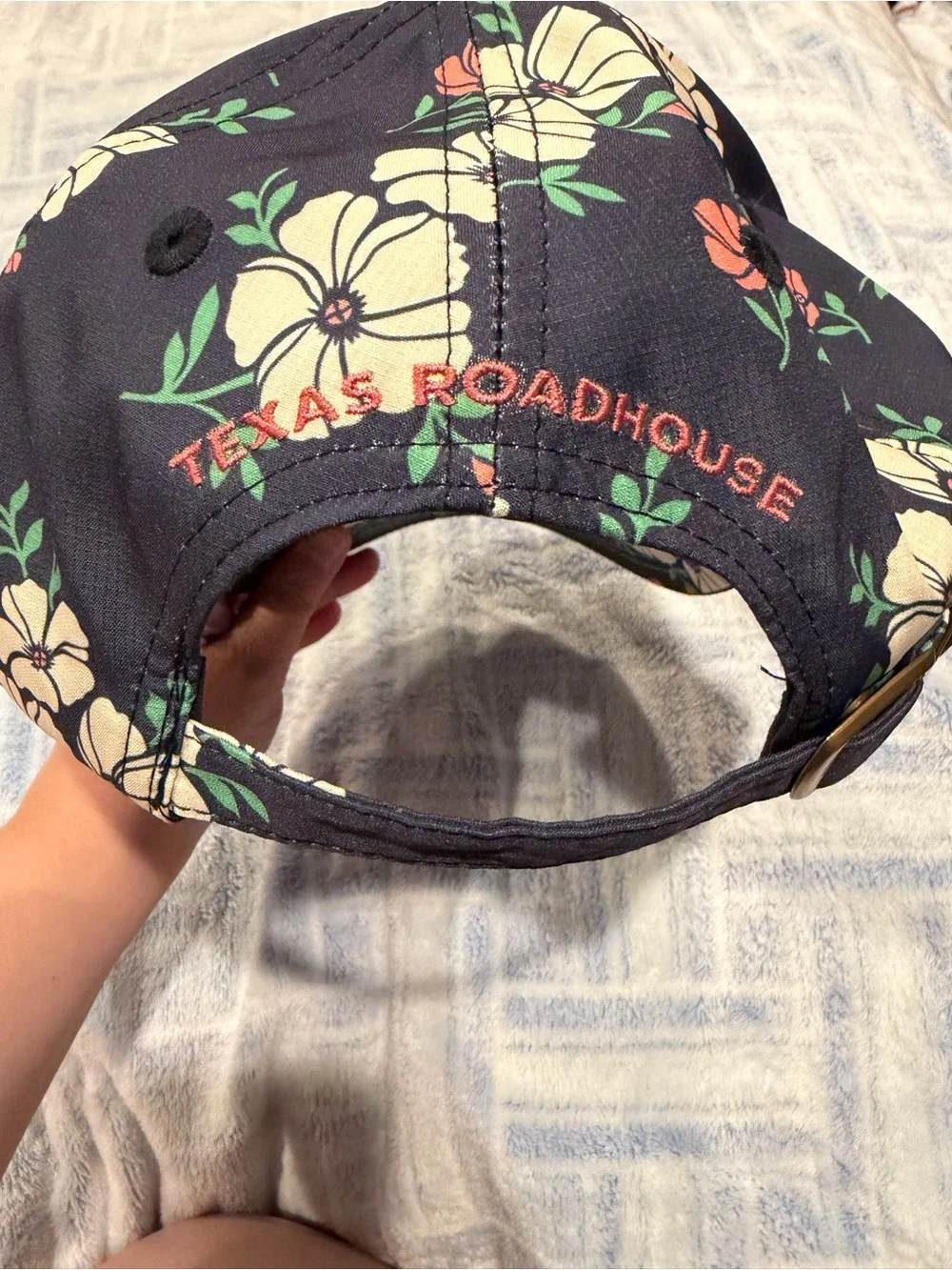 Legendary MOM Floral Baseball Cap - Navy with Cream & Coral Flowers